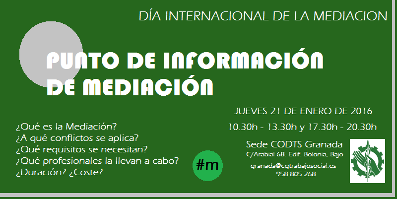 El jueves 21 habrá un «Punto de Información de Mediación» en el Colegio para conmemorar el Día Internacional de la Mediación