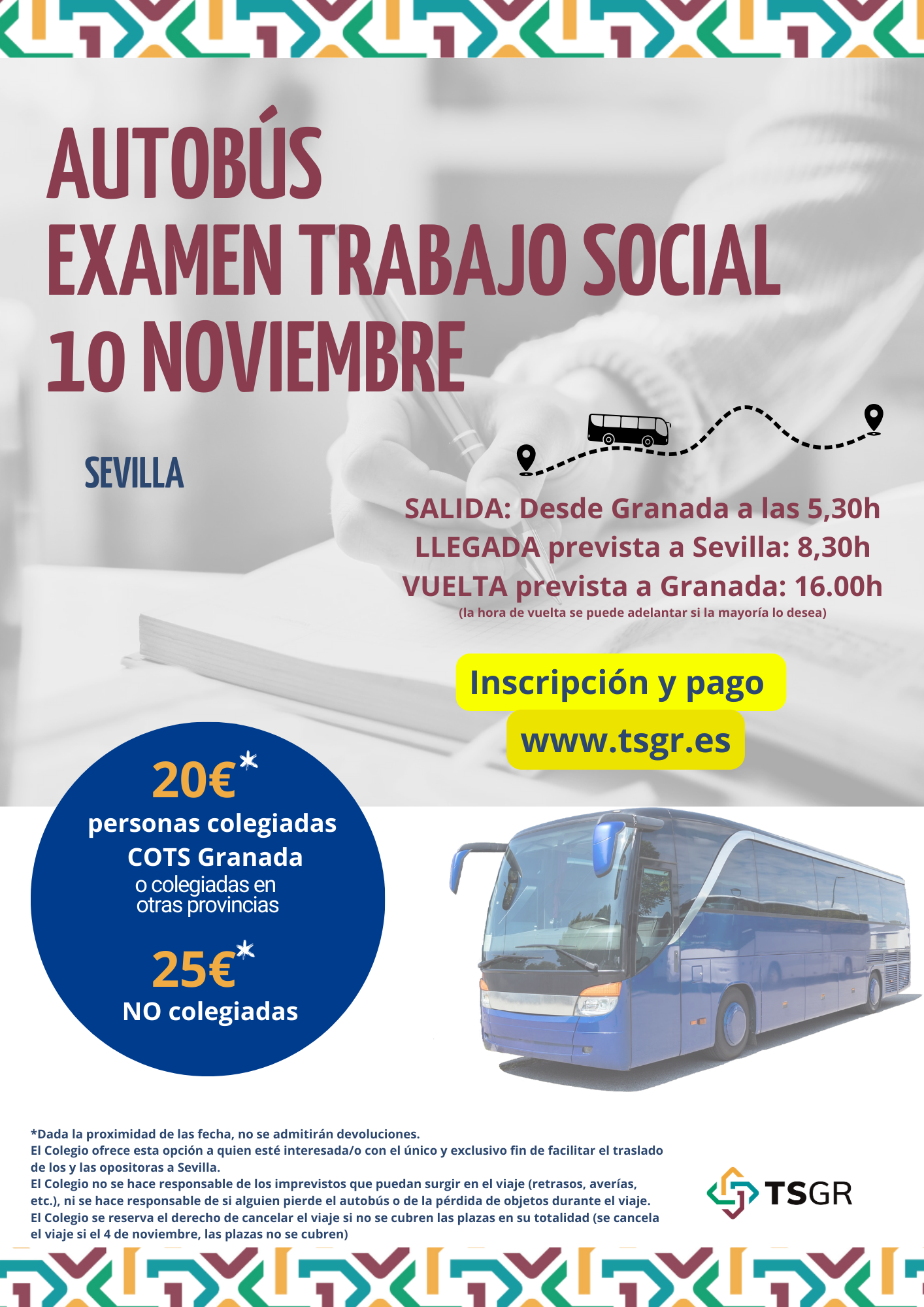 AUTOBÚS EXAMEN SEVILLA 10 Noviembre 2024