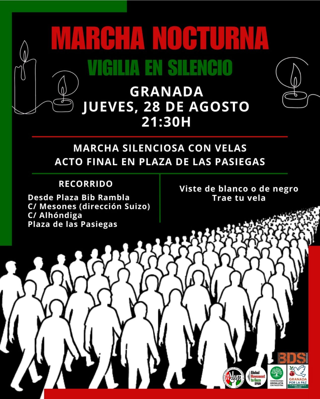 El Colegio de Trabajo Social de Granada se suma a la marcha nocturna por Gaza