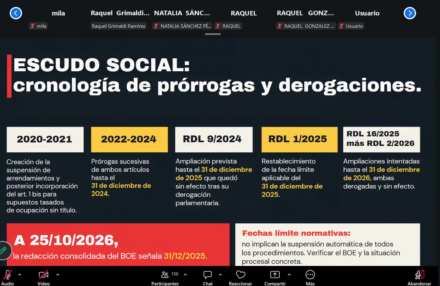 Más de 140 profesionales participan en los webinars del Colegio sobre vivienda y desahucios